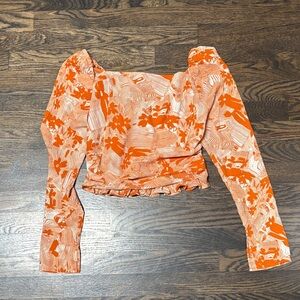 Orange Floral Women's Blouse